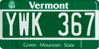 VT license plate YWK367