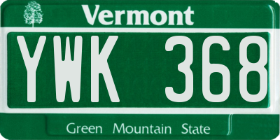 VT license plate YWK368