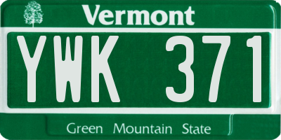 VT license plate YWK371