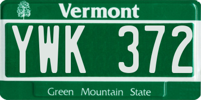 VT license plate YWK372