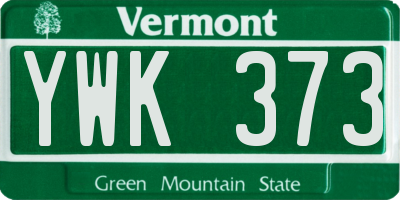VT license plate YWK373