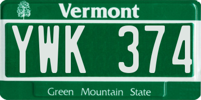 VT license plate YWK374