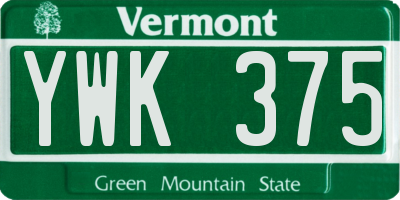 VT license plate YWK375