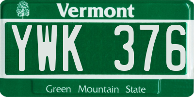 VT license plate YWK376