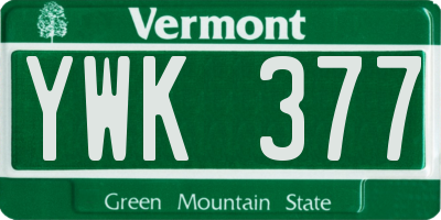 VT license plate YWK377