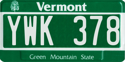 VT license plate YWK378