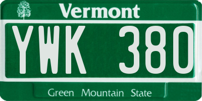 VT license plate YWK380