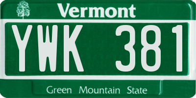 VT license plate YWK381
