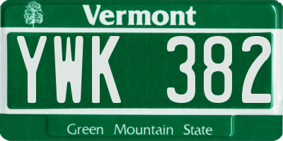 VT license plate YWK382
