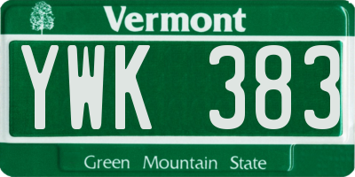 VT license plate YWK383