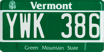 VT license plate YWK386
