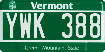 VT license plate YWK388
