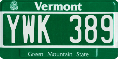 VT license plate YWK389