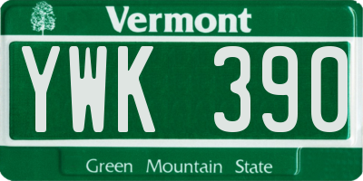VT license plate YWK390