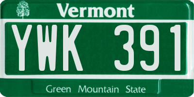 VT license plate YWK391