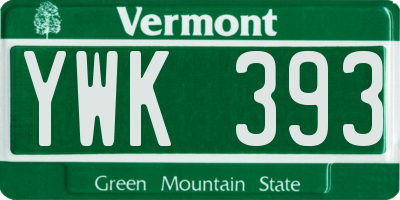 VT license plate YWK393