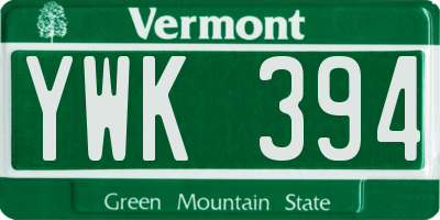 VT license plate YWK394
