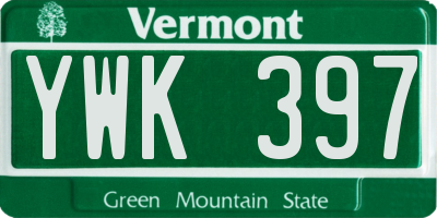 VT license plate YWK397