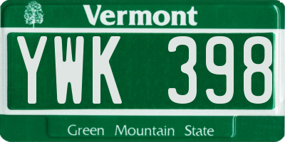 VT license plate YWK398