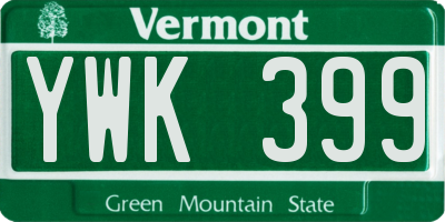 VT license plate YWK399