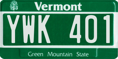 VT license plate YWK401
