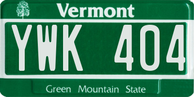 VT license plate YWK404