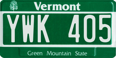 VT license plate YWK405