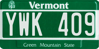 VT license plate YWK409