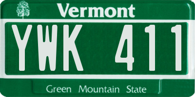 VT license plate YWK411