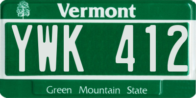 VT license plate YWK412
