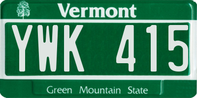 VT license plate YWK415