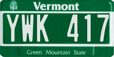 VT license plate YWK417