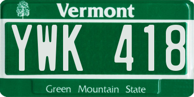 VT license plate YWK418