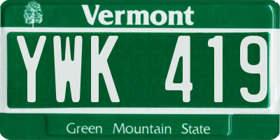 VT license plate YWK419