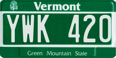VT license plate YWK420