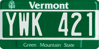 VT license plate YWK421