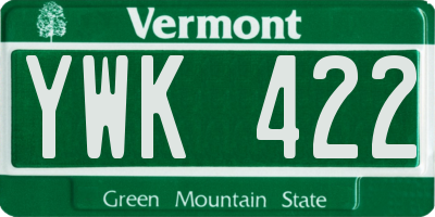 VT license plate YWK422