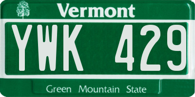 VT license plate YWK429