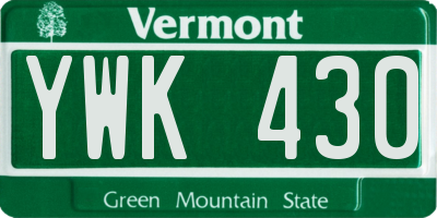 VT license plate YWK430