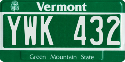 VT license plate YWK432