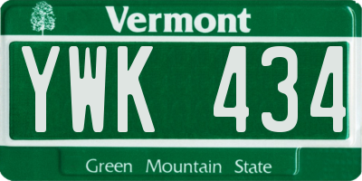 VT license plate YWK434