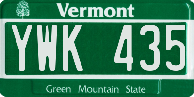VT license plate YWK435