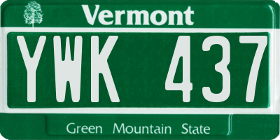 VT license plate YWK437