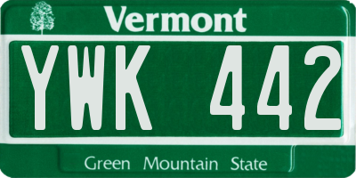 VT license plate YWK442