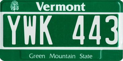 VT license plate YWK443