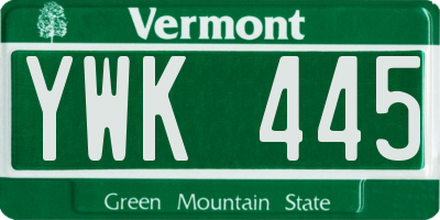 VT license plate YWK445