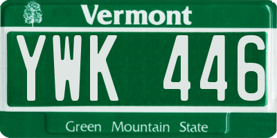 VT license plate YWK446