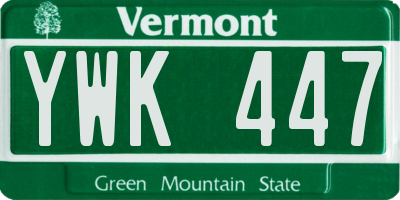 VT license plate YWK447