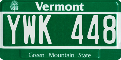 VT license plate YWK448