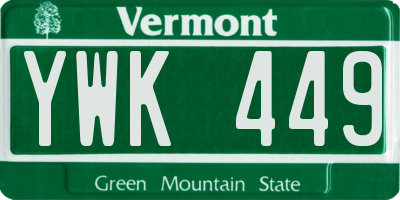 VT license plate YWK449